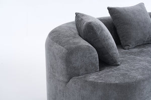 English Elm Crescent-shaped Chenille Loveseat Low Profile Curved Sofa for Modern Living Rooms Grey W5188P450353