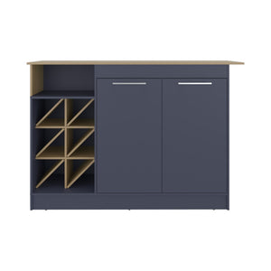 English Elm Harrell Two-tone Kitchen Island with Wine Rack Open Shelving and Cabinet Storage B097S00246