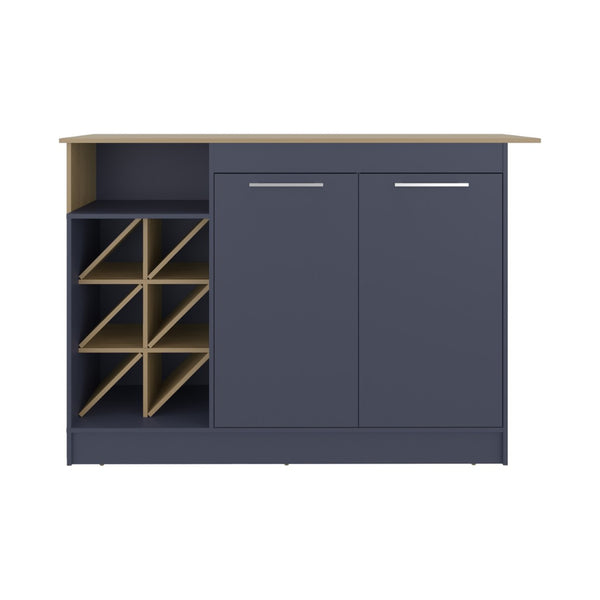 English Elm Harrell Two-tone Kitchen Island with Wine Rack Open Shelving and Cabinet Storage B097S00246