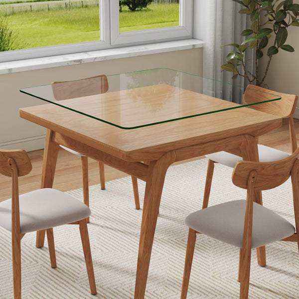 English Elm Only Square Tempered Glass Table Top Heat Resistant Clear Surface for Dining W1151P209992