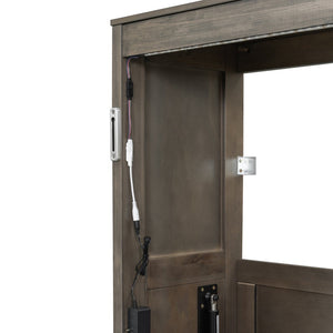 English Elm Twin Size Murphy Bed With Integrated Led Light - Space-Saving Foldable Cabinet For Stylish Living N7090004013D-GIGA