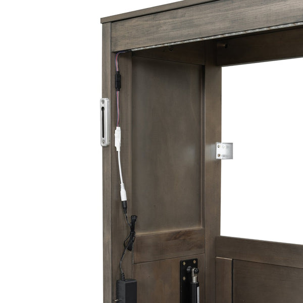 English Elm Twin Size Murphy Bed With Integrated Led Light - Space-Saving Foldable Cabinet For Stylish Living N7090004013D-GIGA