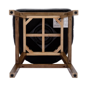 English Elm United We Win Quilted Microsuede Swivel Barstool with Wood Legs and Gold Rivet Trim Black W1568P361703
