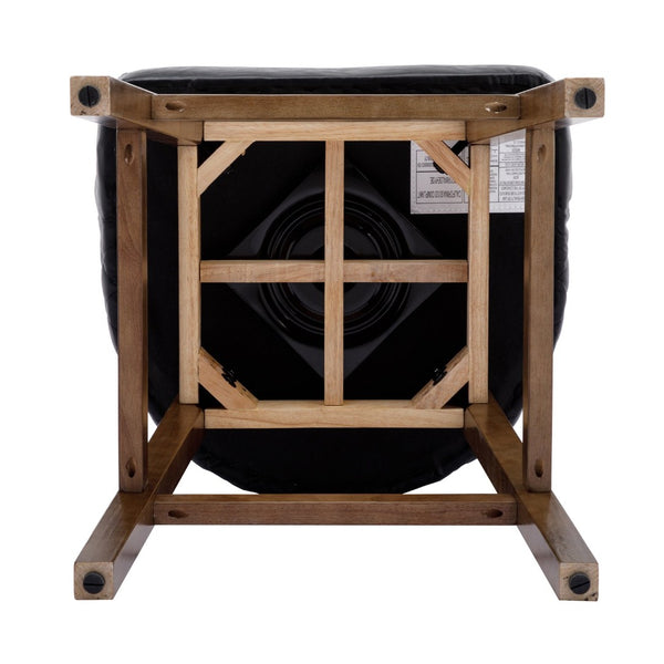 English Elm United We Win Quilted Microsuede Swivel Barstool with Wood Legs and Gold Rivet Trim Black W1568P361703