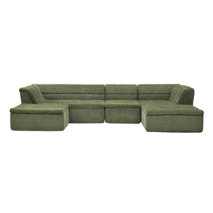 English Elm 135" U-shaped Chenille Sectional with Movable Ottoman Four Piece Modular Living Room Sofa Green W1413S00127