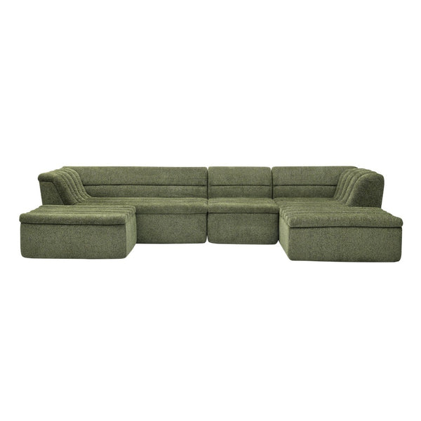 English Elm 135" U-shaped Chenille Sectional with Movable Ottoman Four Piece Modular Living Room Sofa Green W1413S00127