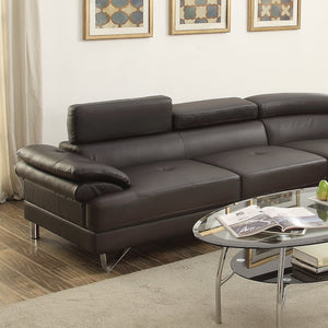English Elm Luxurious Modern 2-Piece Sectional Sofa Set with Adjustable Flip-Up Headrests, Espresso or Grey Bonded Leather B011S01058