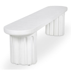 English Elm Eris Outdoor Concrete Dining Bench Fiberglass Reinforced Patio or Industrial B2769S00006