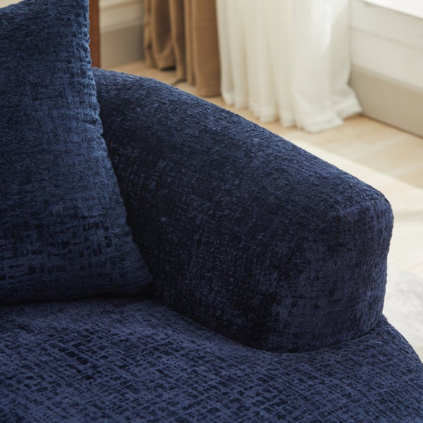 English Elm Curved Chenille Loveseat with Memory Foam Deep Seat and Pillows for Small Spaces W2915P417173