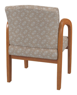 OSP Home Furnishings Medium Oak Wood Visitor Chair with Lumbar Support Taupe Fabric Seat for Office Reception Birch WD380-K106