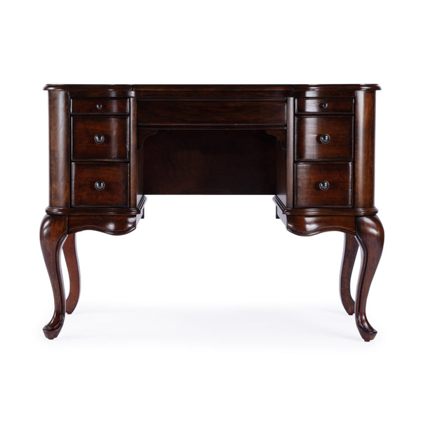 Butler Specialty Charlotte Elegant Wood Vanity Desk With Storage, Antique Cherry Finish & Mirror For Stylish Bedrooms Dark Brown Poplar Hardwood Solids,Cherry Veneer,Mdf,Glass 735024-butler
