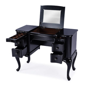 Butler Specialty Charlotte Elegant Wood Vanity Desk With Storage, Antique Cherry Finish & Mirror For Stylish Bedrooms Black Poplar Hardwood Solids,Cherry Veneer,Mdf,Glass 735111-butler