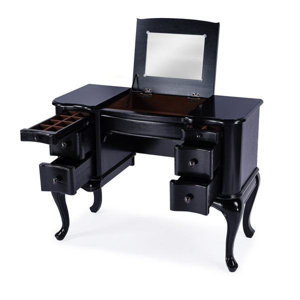 Butler Specialty Charlotte Elegant Wood Vanity Desk With Storage, Antique Cherry Finish & Mirror For Stylish Bedrooms Black Poplar Hardwood Solids,Cherry Veneer,Mdf,Glass 735111-butler