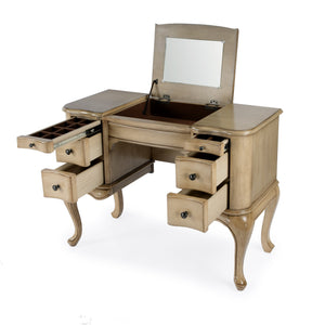 Butler Specialty Charlotte Elegant Wood Vanity Desk With Storage, Antique Cherry Finish & Mirror For Stylish Bedrooms Beige Poplar Hardwood Solids,Cherry Veneer,Mdf,Glass 735424-butler