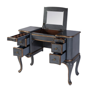 Butler Specialty Company Charlotte 40" Rectangular Wood Vanity Desk With Elegant Storage Solutions Pastel Blue Poplar Hardwood,Cherry Veneer,Mdf,Glass 735483-butler