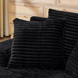 English Elm Single Frameless Velvet Lounge Chair Plush High Density Foam Accent Seat for Living Room Black W487P420020