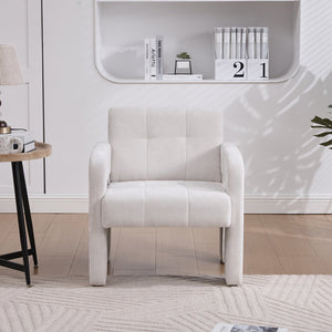 English Elm Modern Chenille Armchair with Ergonomic Curved Armrests, 500lb Capacity, Nordic Minimalist Accent Chair for Living Room Beige W395P380514