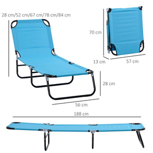 English Elm Outsunny Folding Chaise Lounge Chairs - 5-Level Recline, Portable Steel Frame For Beach & Patio Use W2225P249606-GIGA