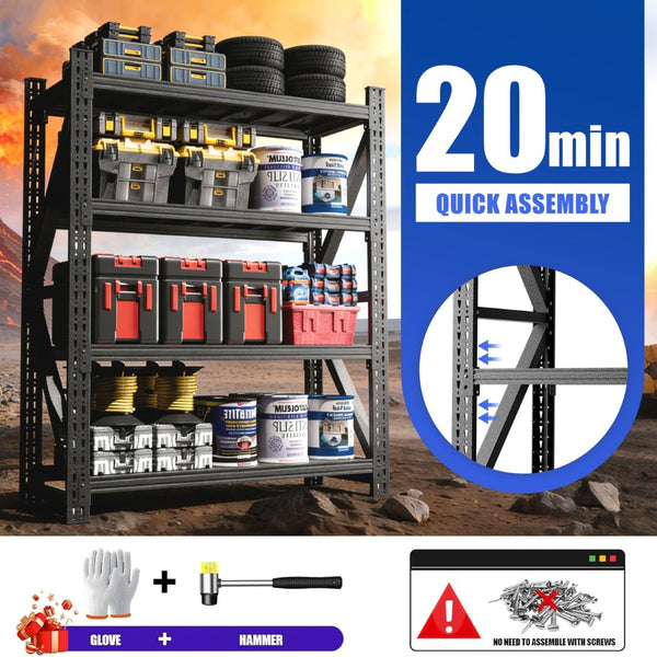 English Elm Heavy Gauge Steel Industrial Shelving Unit 4000lb Garage Warehouse Storage Rack T2398P480397