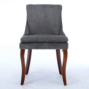 English Elm Modern Dining Chairs Set of 2 with Double-Layer Cushioned Spring+Sponge Comfort, Curved Solid Wood Legs, Mid Back Elegance for Living & Dining Room Gray W1143P207920