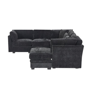 English Elm Christopher Knight Home® - 7-Piece Reversible Modular Corner Sectional In Chic Black Fabric - Versatile Seating For Modern Homes N771P345839_N771P345840_N771P345841_N771P345842H