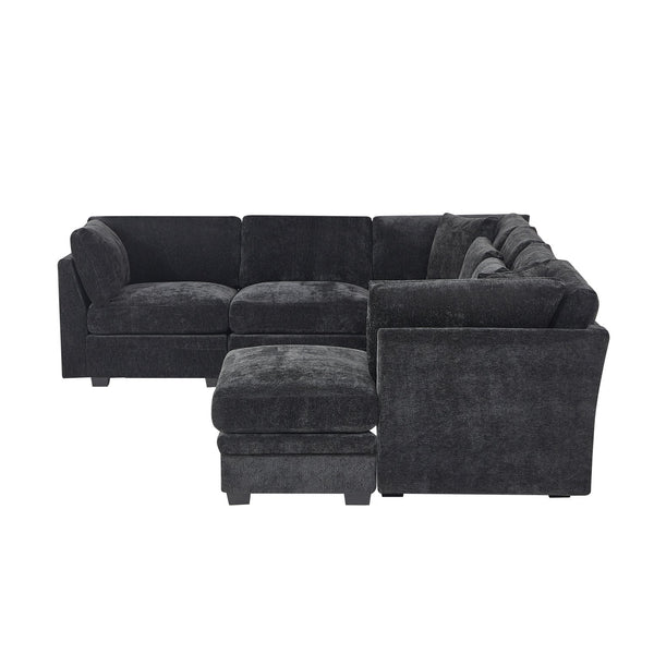 English Elm Christopher Knight Home® - 7-Piece Reversible Modular Corner Sectional In Chic Black Fabric - Versatile Seating For Modern Homes N771P345839_N771P345840_N771P345841_N771P345842H