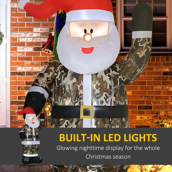 English Elm Christmas Inflatable Camo Santa Eight Foot Led Lit Outdoor Yard Holiday Decor T3971P386338