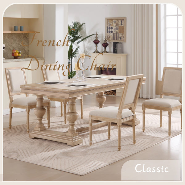 English Elm French Country Dining Chairs Set Of 2 – Elegant Upholstered Square Back, Stylish Comfort For Dining W3426P324534