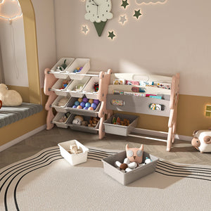 English Elm Kids Toy Storage Organizer with 12 Bins, Space-Saving Non-Toxic Cabinet for Neat Playroom Storage Pink W509P288473