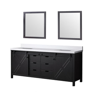 English Elm Brown Double Bath Vanity 80" W x 22" D with Cultured Marble Top, Soft-Close Drawers, Mirrors Included B2731S00904