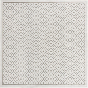 Unique Loom Outdoor Trellis Kafes Machine Made Geometric Rug Ivory, Gray 7' 10" x 7' 10"