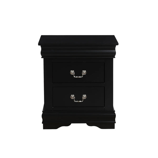 English Elm Solid Pine Nightstand with 2 Drawers and Brushed Nickel Hardware — Spacious Contemporary Storage Solution Black B016P253275