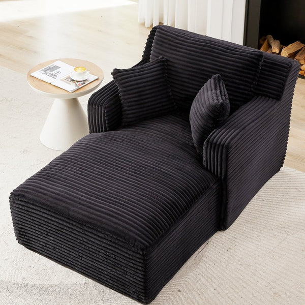 English Elm Indoor Corduroy Chaise Lounge Sofa with Pocket Spring Fill for Apartment Living W2339P401468
