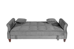 English Elm Adjustable Sofa Bed with Hidden Under-Seat Storage, Button-Tufted Comfort & Rolled Arm Elegance Gray 72 L x 45 W x 13 H B089P240493