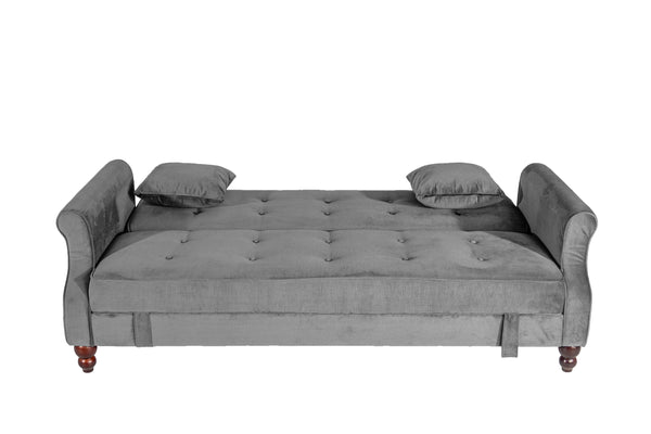 English Elm Adjustable Sofa Bed with Hidden Under-Seat Storage, Button-Tufted Comfort & Rolled Arm Elegance Gray 72 L x 45 W x 13 H B089P240493