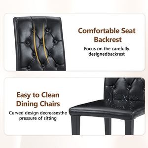 English Elm Table And Chair Set - Modern Black Wood Dining Table With Ergonomic Pu Leather Chairs For Comfort W1151S04311-GIGA