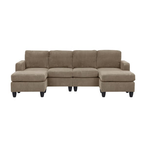 English Elm Savannah Corduroy Modular Sectional with Matching Ottoman for Contemporary Living Rooms Camel B343S00047