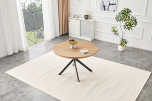English Elm Round Foldable Mdf Dining Table with Radial Legs for Small Space Bistro Interiors Oak W3493P462093