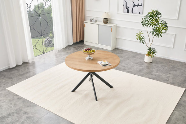 English Elm Round Foldable Mdf Dining Table with Radial Legs for Small Space Bistro Interiors Oak W3493P462093