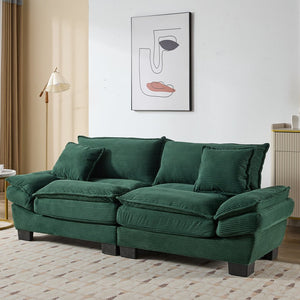 English Elm Corduroy Modern Sofa Sleeper Loveseat with Double-Layer Cushions, Two Pillows, Sturdy Frame 84" Green W676P227343