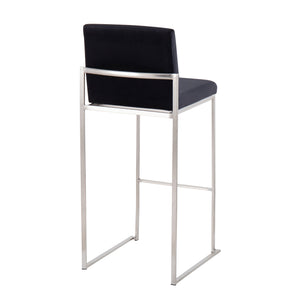 English Elm Fuji High Back Barstool Set Of 2 In Luxurious Black Velvet & Sleek Stainless Steel Frame For Modern Style B202P222194