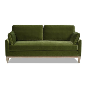 English Elm Jennifer Taylor Home - Pasadena Modern Farmhouse Sofa 75.5" Performance Velvet Upholstery, Sustainable Rubberwood Base Olive Green B2719P238337