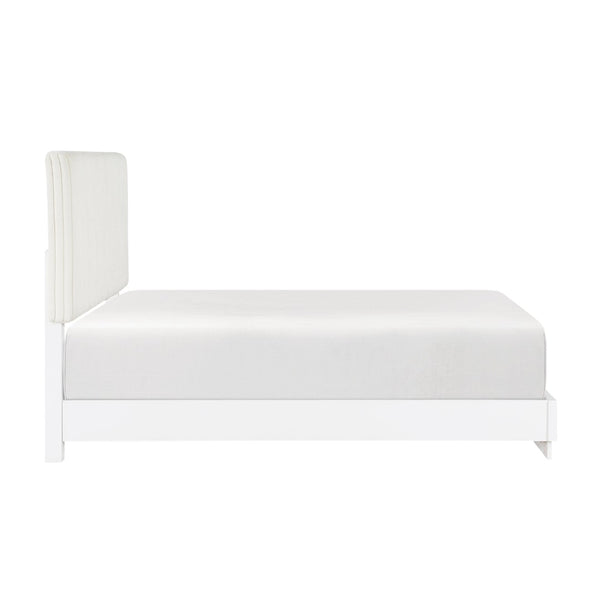 English Elm Luxurious Faux Fur Channel Tufted California King Bed Pearl White Glam Frame B011S02278