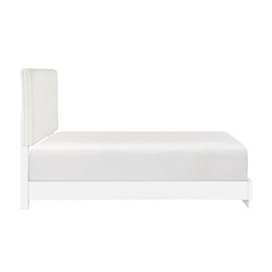 English Elm Luxurious Pearl White California King Bedroom Set with Faux Fur Headboard Wall Panel B011S02281