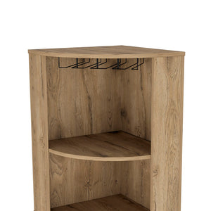 English Elm Fm Furniture Clifton Tall Corner Bar Cabinet with Wine Rack Stemware Hanger Warm Finish B128S00063