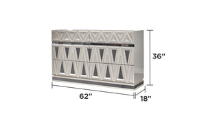 English Elm Lavita High Gloss 6-Drawer Dresser with Diamond Fronts, Crystal Accents & Soft-Close Drawers (River Sand) G150109276