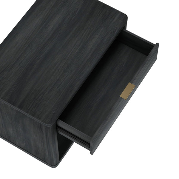 English Elm Evelyn 32" Charcoal Gray Nightstand With Modern Design, 1-Drawer & Open Shelf For Easy Storage B365P398529