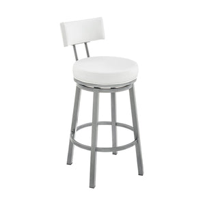 English Elm Sylra Swivel Counter Stool: Stylish Cloud Finish & White Faux Leather For Chic Kitchen Seating B2736P268527-GIGA