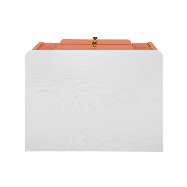 English Elm Christopher Knight Home® - Modern Fluted Nightstand with Two Drawers and Gold Legs, Sleek Textured Bedside Table for Stylish Storage and Easy Cleaning Orange 23 L x 18 W x 18 H N761P285710G