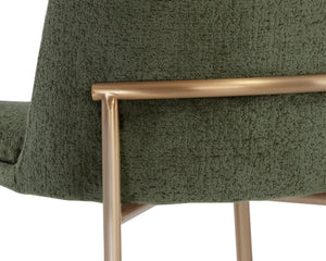 Sunpan Zeke Counter Stool - Stylish Modern Design with Comfortable Curved Backrest for Contemporary Spaces Antique Brass / Bergen Olive